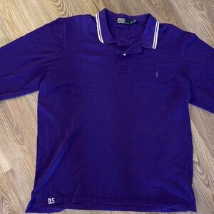 Polo by Ralph Lauren Men's Purple Long Sleeve Polo Shirt